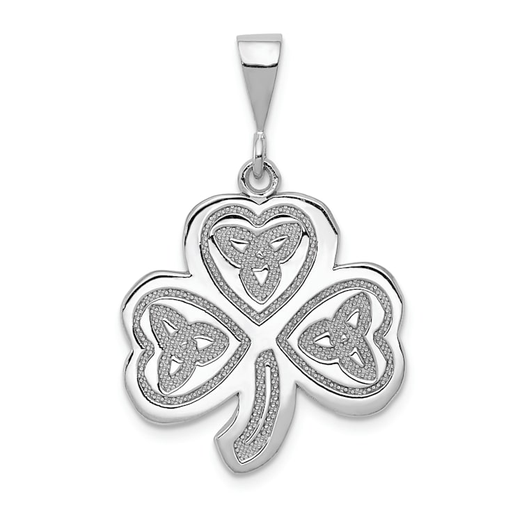 Rhodium Over 14K White Gold Trinity Clover Pendant