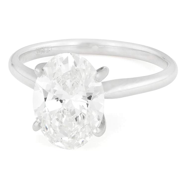 Lab-Grown Diamond Oval Solitaire Ring In 14K White Gold 3.00ct