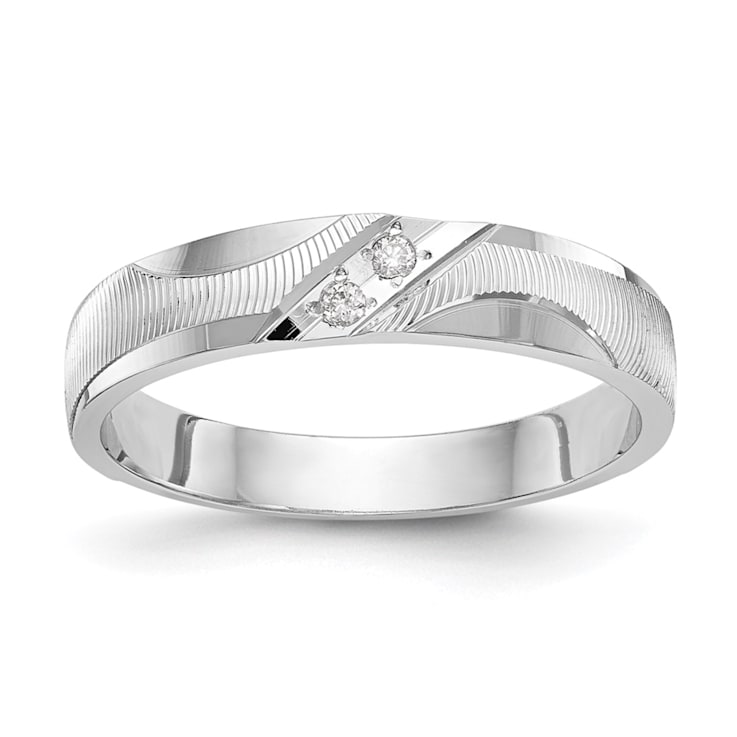 Rhodium Over 14K White Gold AA Quality Trio Ladies Wedding Band