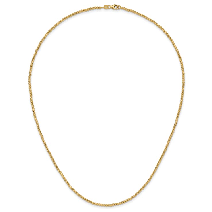 14K Yellow Gold Polished and Diamond-cut Beaded 18-inch Necklace