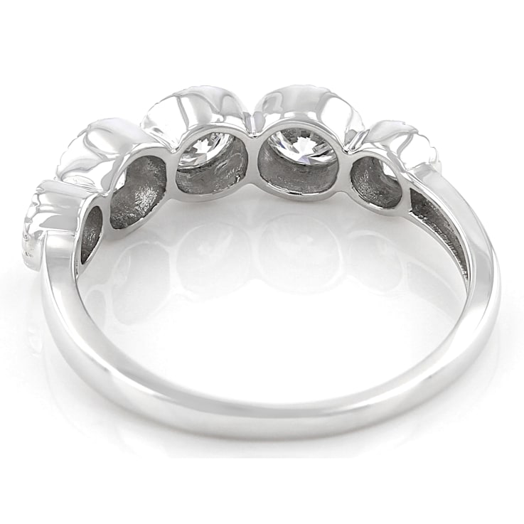 Lab-Grown Diamond Milgrain Bezel Set Band Ring In 14K White Gold 1.00ctw
