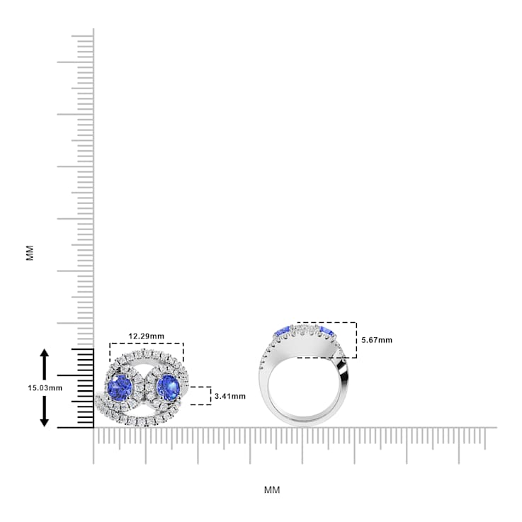 14K White Gold Tanzanite and Diamond Ring 1.28 ctw