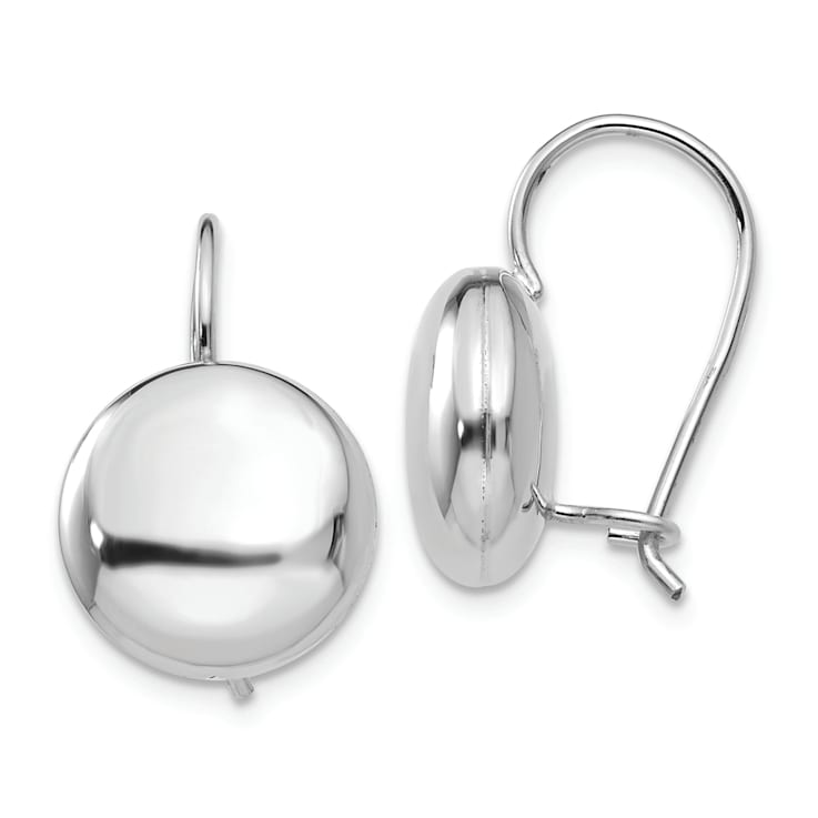 Rhodium Over 14k White Gold Polished Button Earrings
