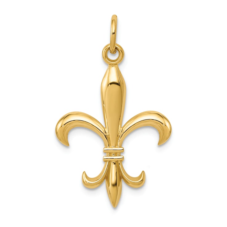 14k Yellow Gold Fleur De Lis Charm Pendant