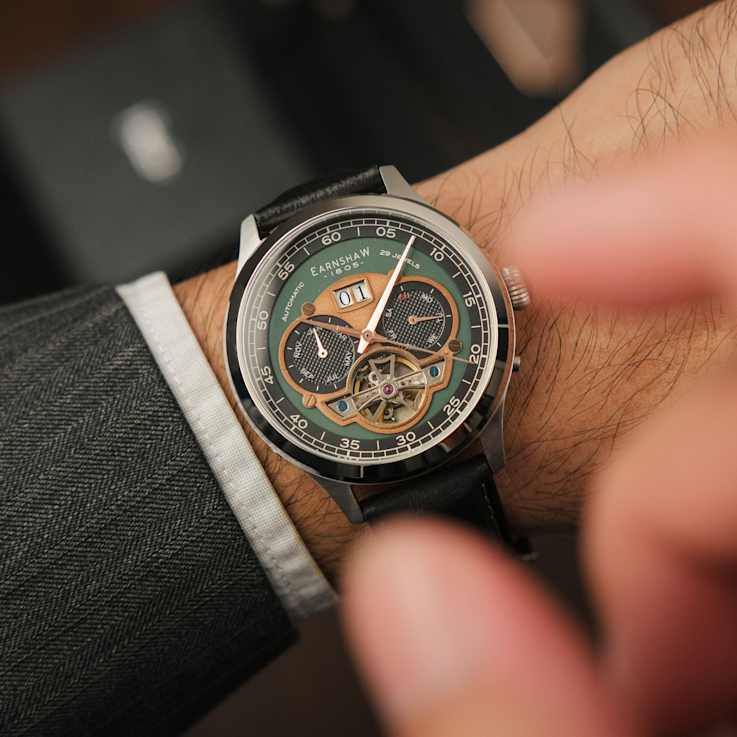 Thomas Earnshaw Baron Grand Date Calendar Open Heart Automatic