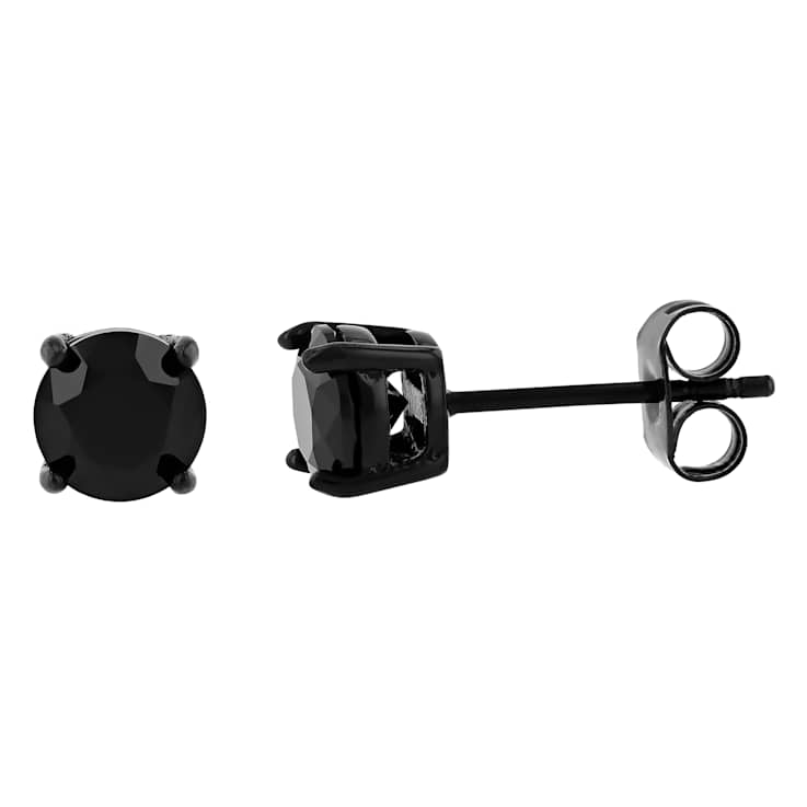Robert Alton Men's Black Spinel Stud Earrings In Black Ion-Plated
Stainless Steel 6mm