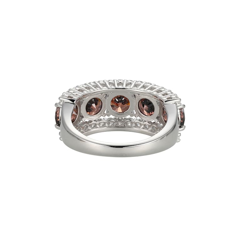 Mocha And White Cubic Zirconia Platinum Over Sterling Silver Ring 7.74ctw