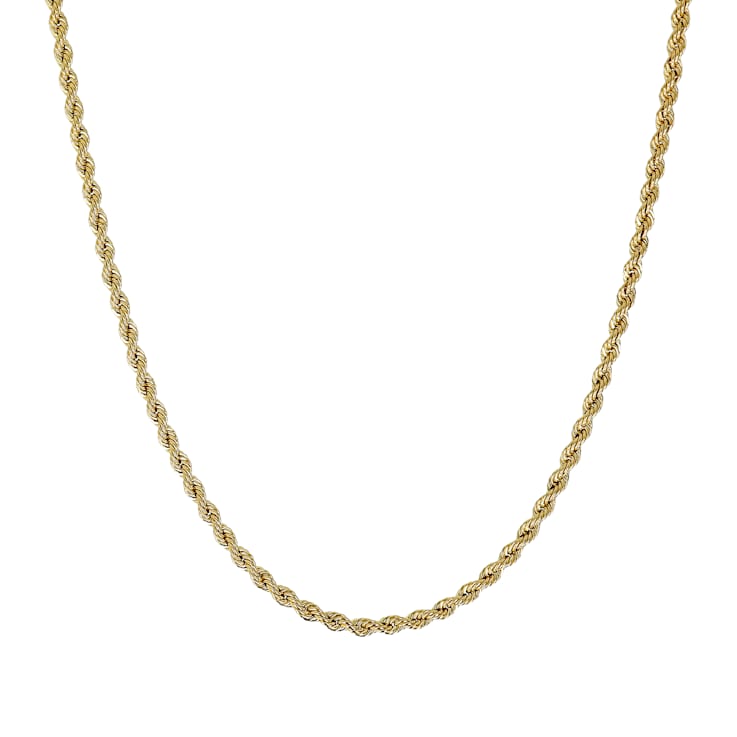 14K Yellow Gold 2.5 mm Diamond Cut Rope Chain 18 Inch Necklace