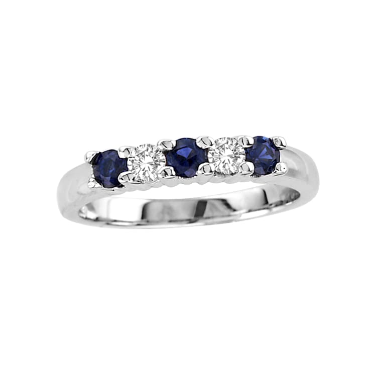 0.60ctw Sapphire and Diamond Band Ring in 14k White Gold