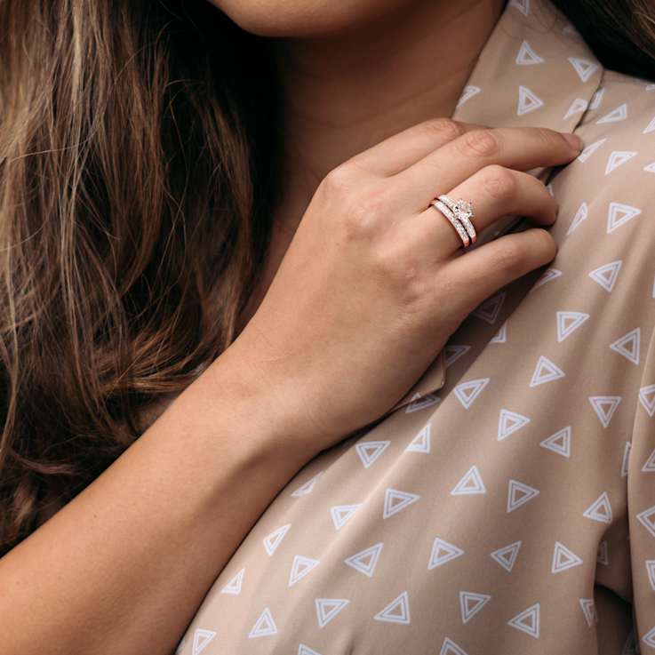 Morganite and Diamond 10K Rose Gold Ring 1.19ctw