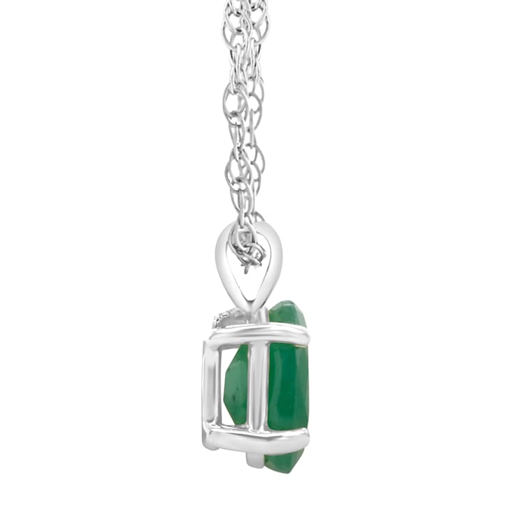 7x5mm Oval Emerald 14k White Gold Pendant With Chain