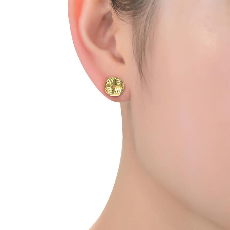 Twisted Knot Button Stud Earrings In 14K Gold Over Brass