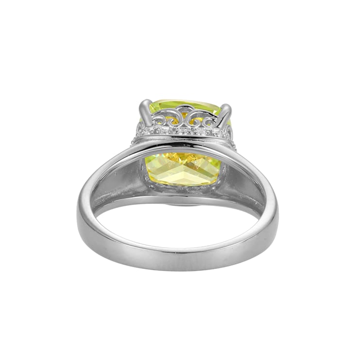 Green And White Cubic Zirconia Platinum Over Silver August Birthstone
Ring 6.98ctw