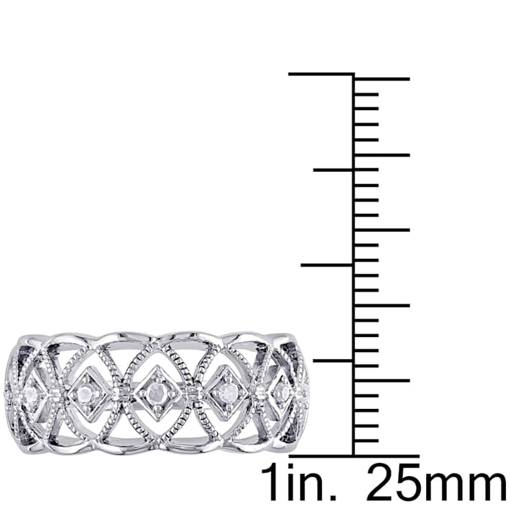 Diamond Accent Open Design Band Ring In Sterling Silver