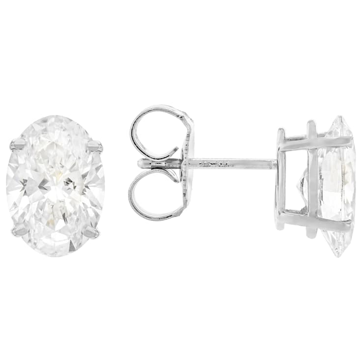 Lab-Grown Diamond Oval Stud Earrings In 14K White Gold 3.00ctw