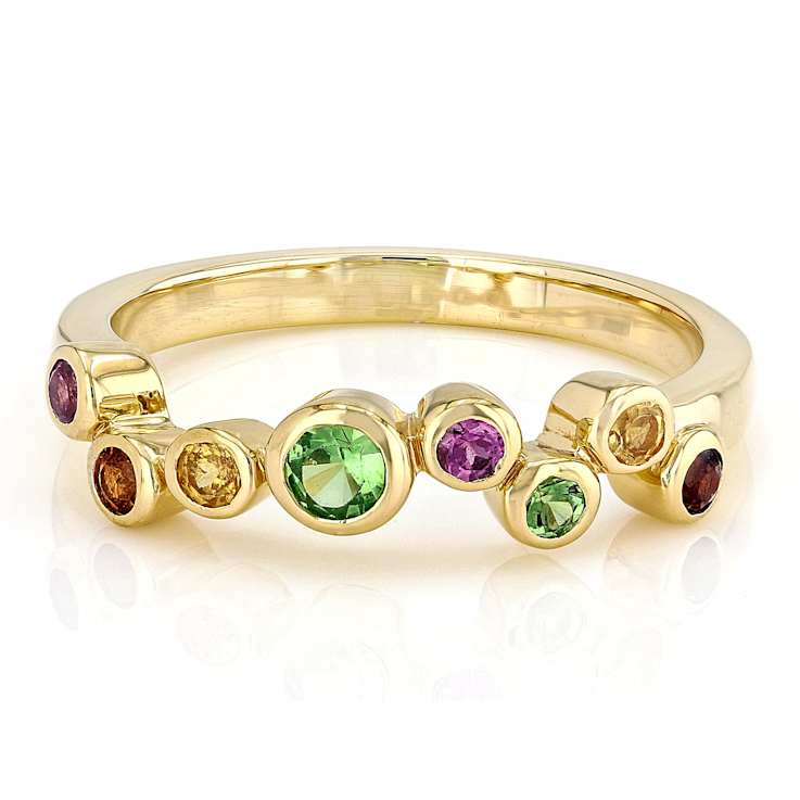 Multi Garnet Band Ring In 18K Gold Over Sterling Silver 0.43ctw