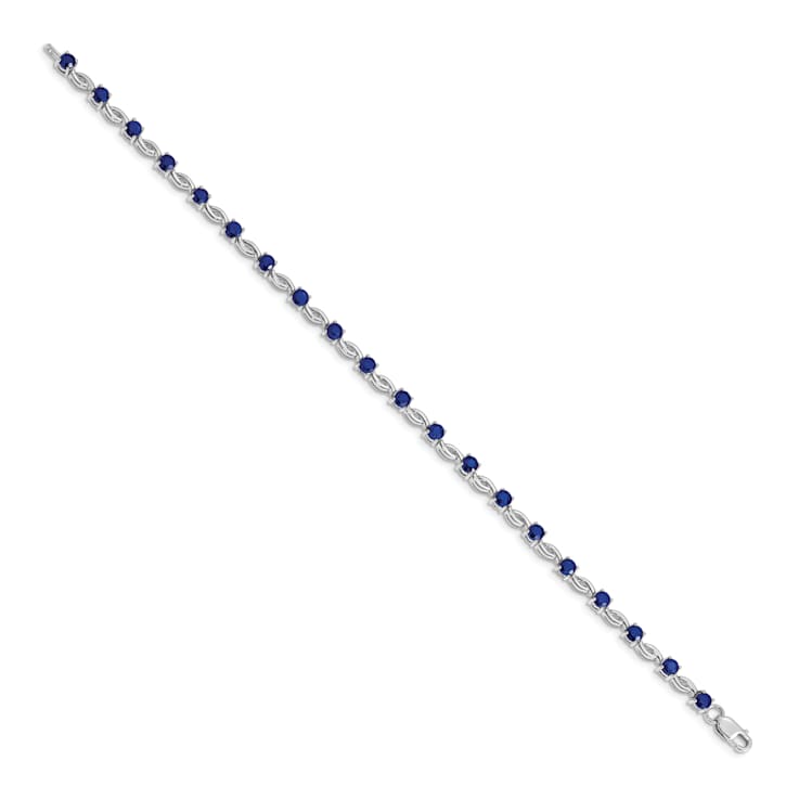 Rhodium Over 14k White Gold Sapphire Bracelet