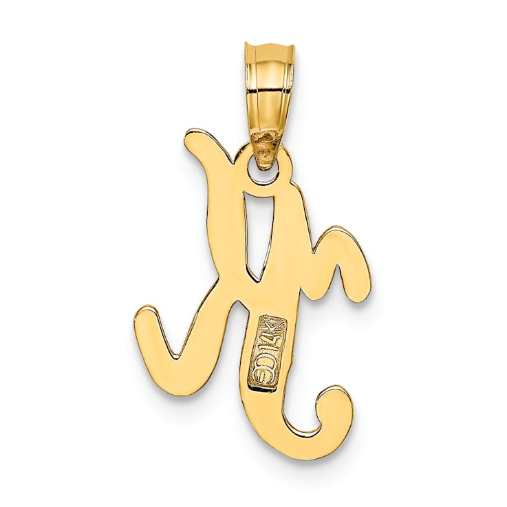 14k Yellow Gold Script Letter K Initial Pendant