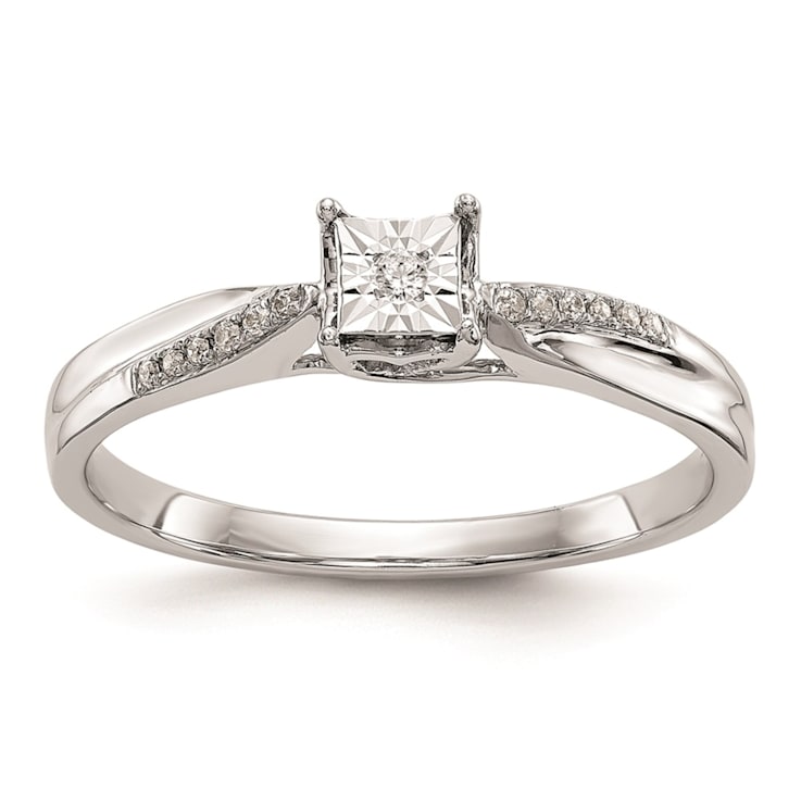 Rhodium Over 14K White Gold First Promise Diamond Promise Engagement Ring 0.05ctw 1BN2WA