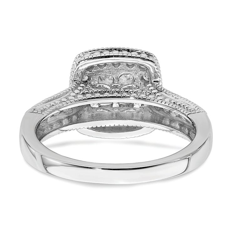 Rhodium Over 14K White Gold Diamond Cluster Engagement Ring 0.60ctw