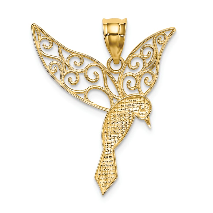 14K Yellow Gold Polished Hummingbird Pendant