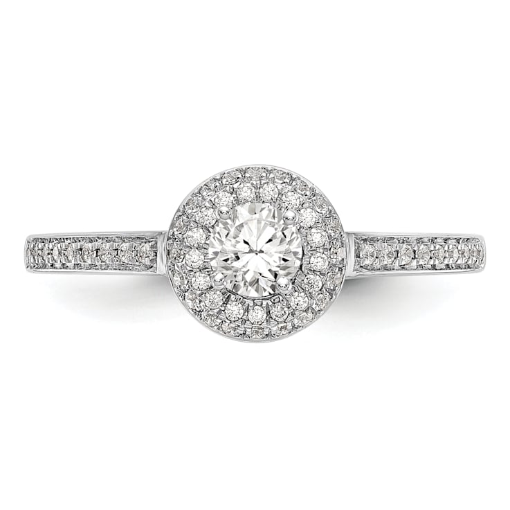 Rhodium Over 14K White Gold Lab Grown Diamond Complete Halo Engagement
Ring 0.405ctw