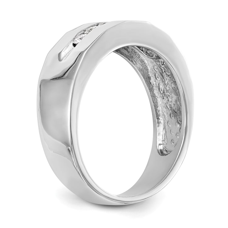 Rhodium Over 14K White Gold Lab Grown Diamond SI1/SI2, G H I, Men's Band