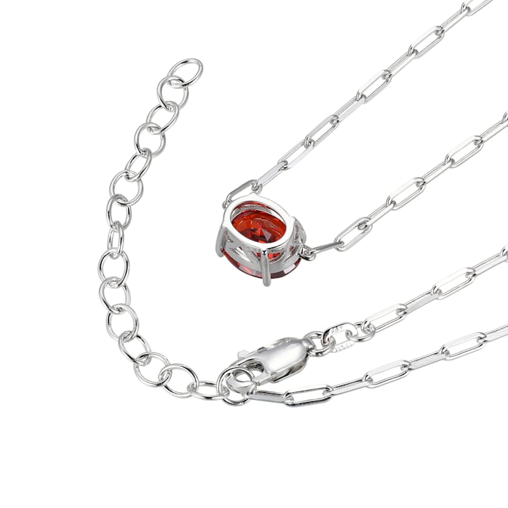 Red Cubic Zirconia Rhodium Over Sterling Silver Paperclip Necklace 4.00ctw