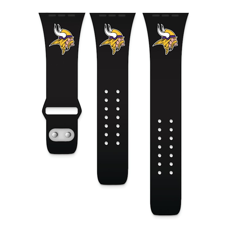 Gametime Minnesota Vikings Black Silicone Band fits Apple Watch (42/44mm  M/L). Watch not included. - 1C2K1T