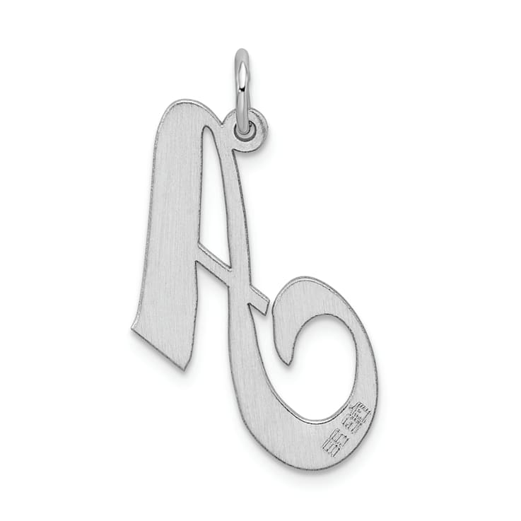 Rhodium Over Sterling Silver Fancy Script Letter A Initial Charm