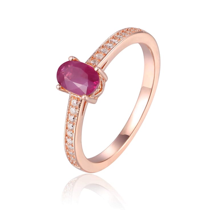 Red Ruby with Moissanite Accents 14K Rose Gold Over Sterling Silver
Solitaire Ring