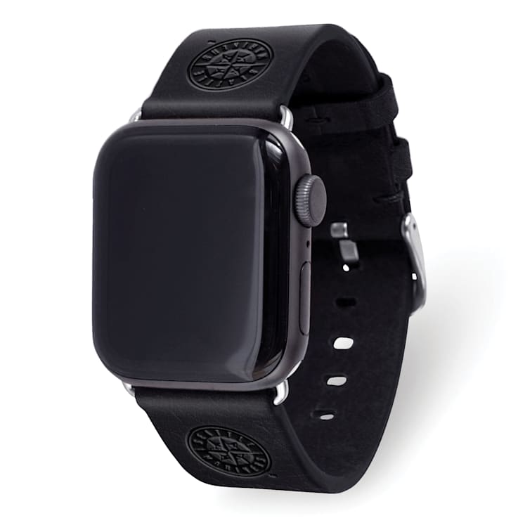 Gametime MLB Seattle Mariners Black Leather Apple Watch Band (38/40mm
S/M). Watch not included.