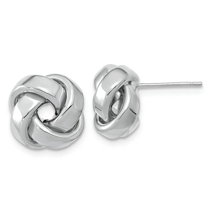 Rhodium Over 14k White Gold Polished 12mm Love Knot Stud Earrings