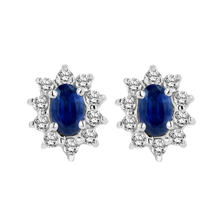 0.70ctw Sapphire and Diamond Earrings in 14k White Gold