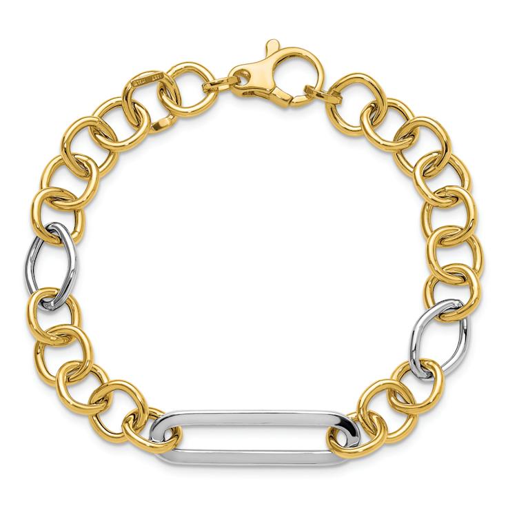 14k Yellow Gold and 14k White Gold 9.1mm Fancy Link Bracelet