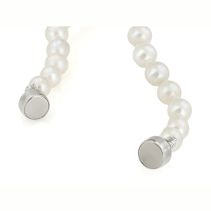 Mini Freshwater Pearl Strand Necklace In Sterling Silver 22 Inch