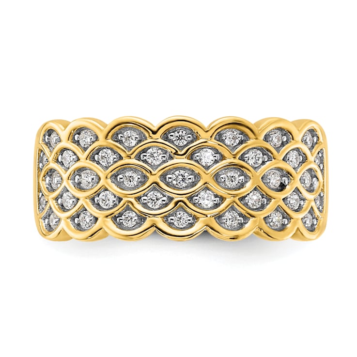14K Yellow Gold Pave Diamond Wedding Band 0.24ctw