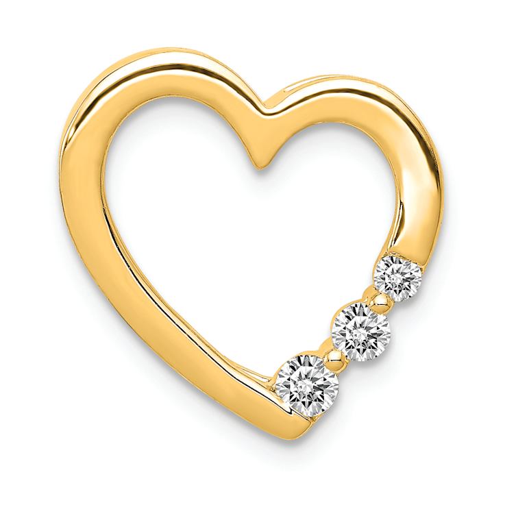 14k Yellow Gold Diamond Heart Chain Slide Pendant