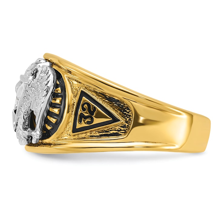 10K Two-tone Yellow and White Gold Men's Enameled and Diamond 32nd
Scottish Rite Masonic Ring
