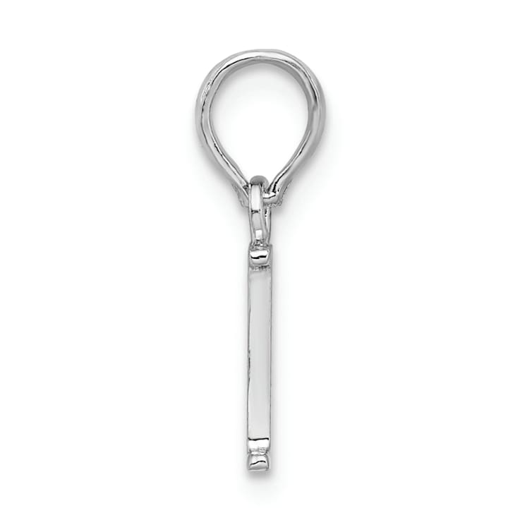 Sterling Silver Polished Block Initial -I- Pendant