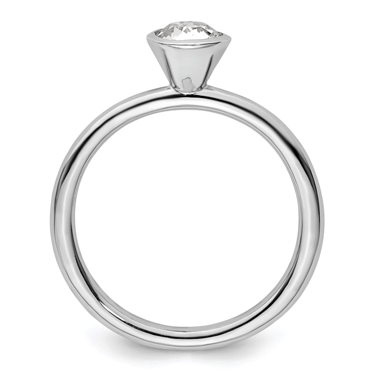 Sterling Silver Stackable Expressions High 5mm White Crystal Ring