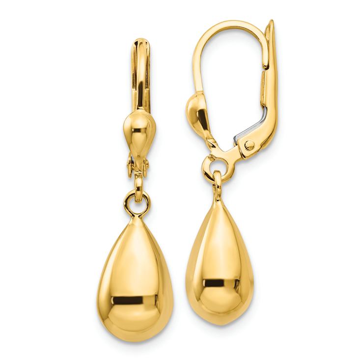14k Yellow Gold Polished Fancy Dangle Earrings