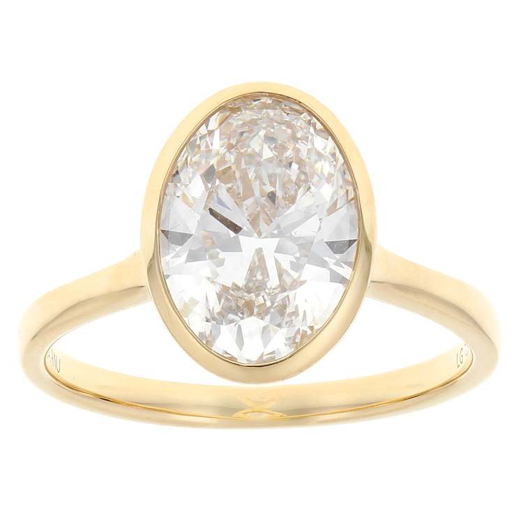Oval Lab-Grown Diamond Solitaire Ring In Solid 14K Gold