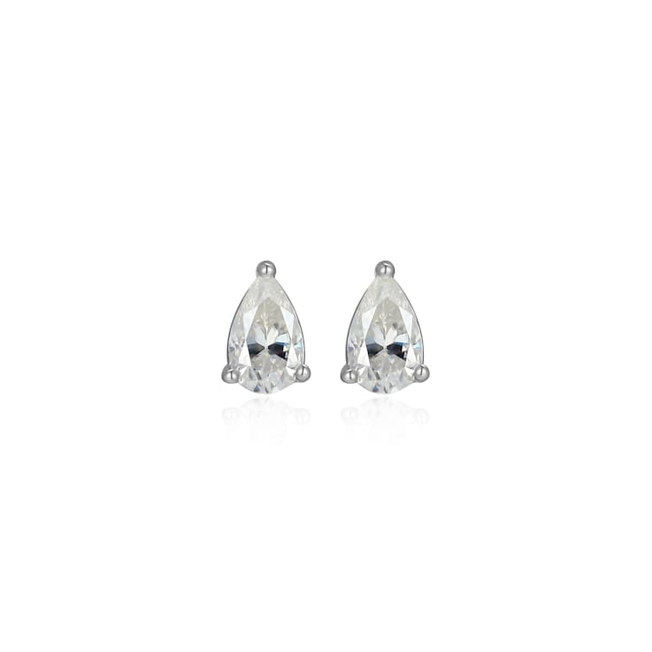 Pear Shape Moissanite Platineve Stud Earrings 0.50ctw DEW