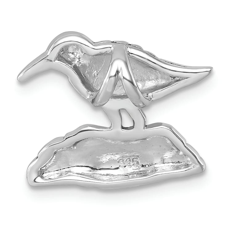 Rhodium Over Sterling Silver Antiqued Sandpiper Chain Slide Pendant