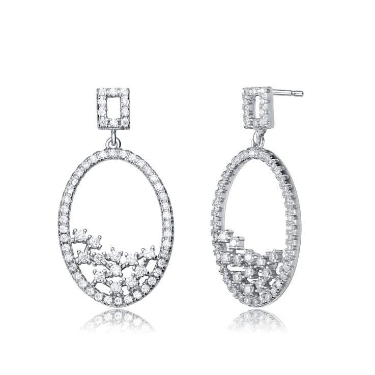 Sculptural CZ Globe Drop Earrings In Sterling Silver