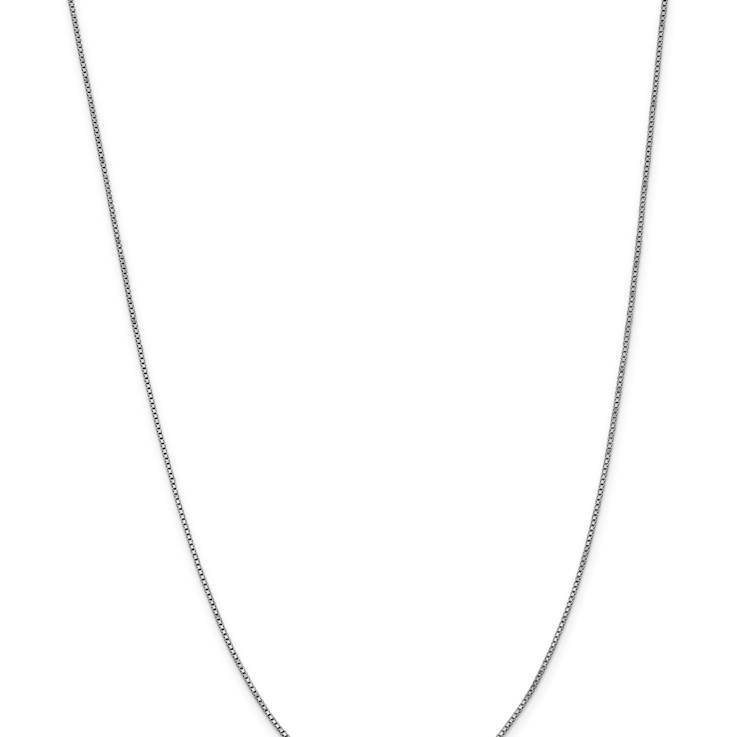 Rhodium Over 14k White Gold 1mm Solid Box 26 Inch Chain