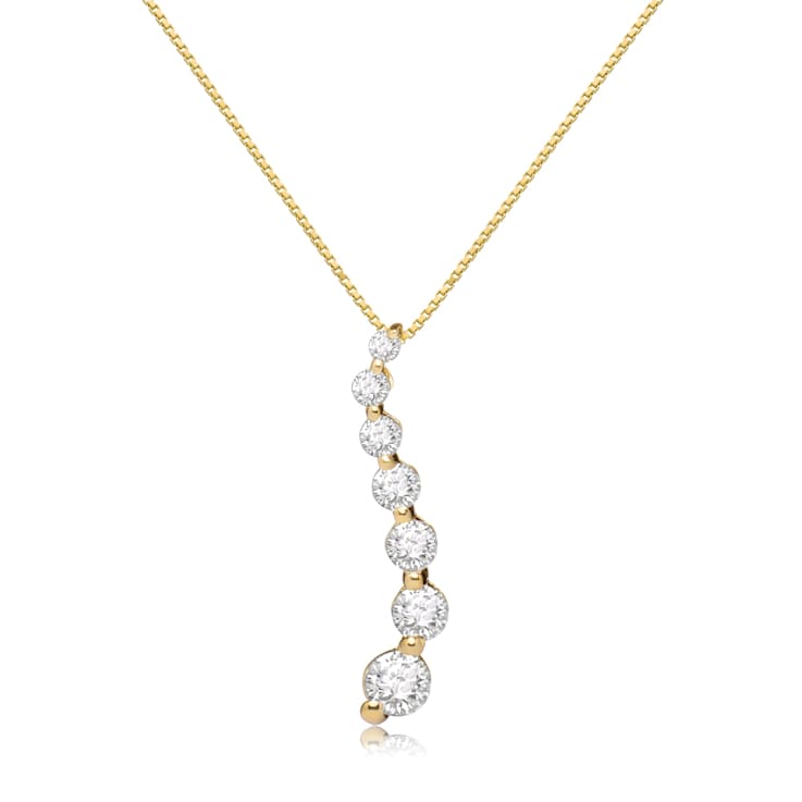 White Cubic Zirconia 14k Yellow Gold Pendant With Chain 0.50ctw