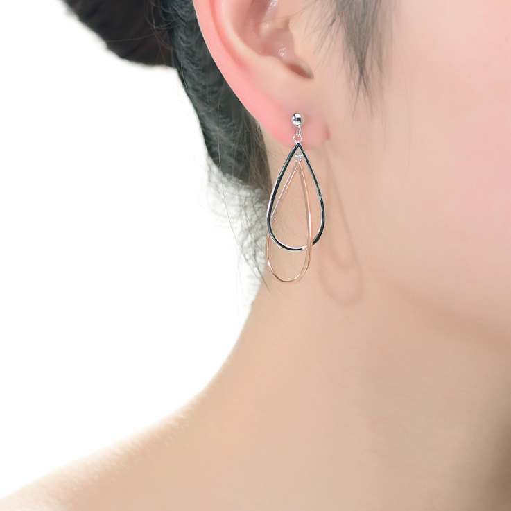 Two-Tone Pear Shape Drop Earrings In Sterling Silver And 18K Rose Gold
Over Sterling Silver