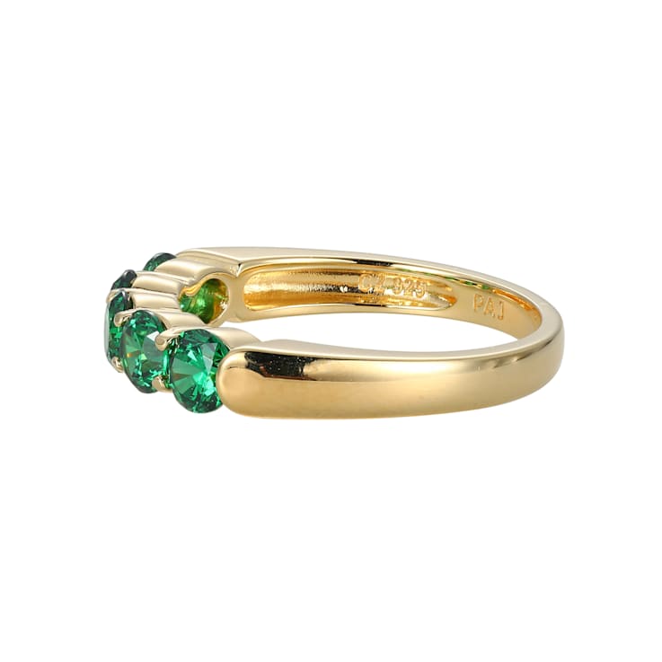 Green Cubic Zirconia 18k Yellow Gold Over Sterling Silver Ring 1.98ctw